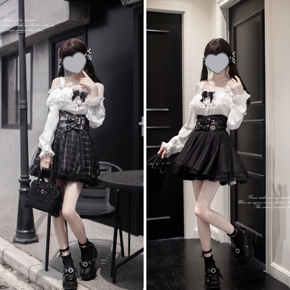 夜曲を奏でるお嬢様のフリルトップスとコルセットスカート