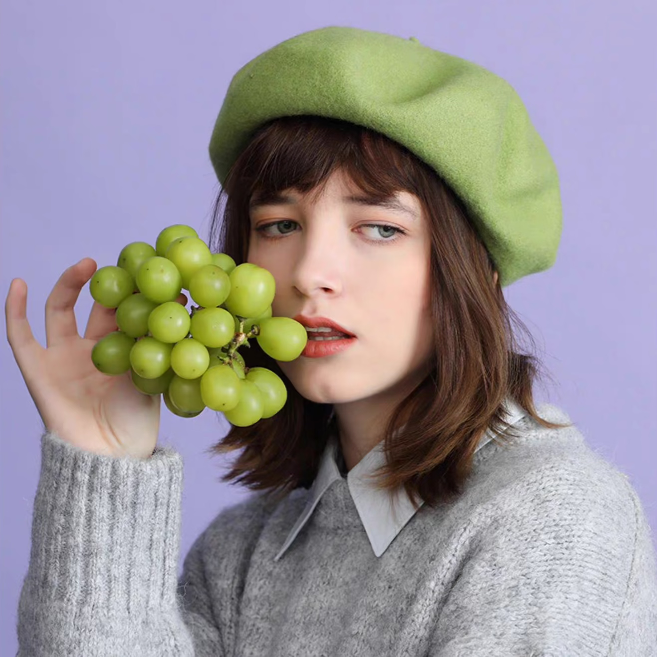 wool casual retro black beret