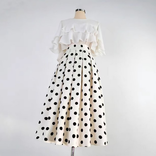 polka dot printed white tutu skirt