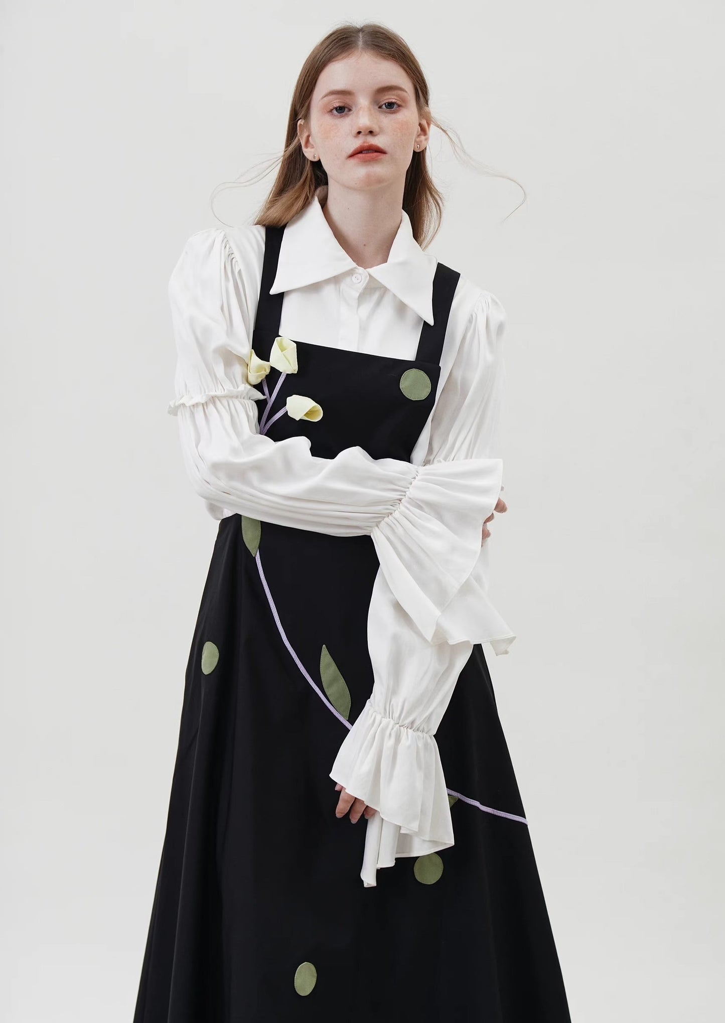 Polka dot handmade flower patch dress 