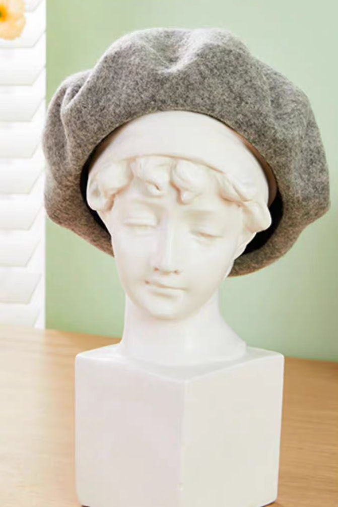 wool casual retro black beret