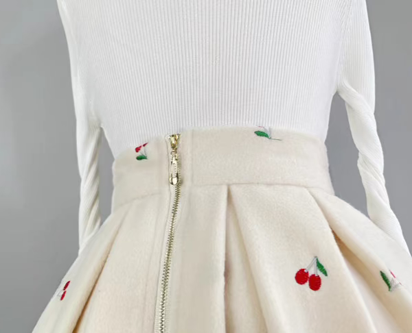 niche embroidered woolen retro elegant skirt 