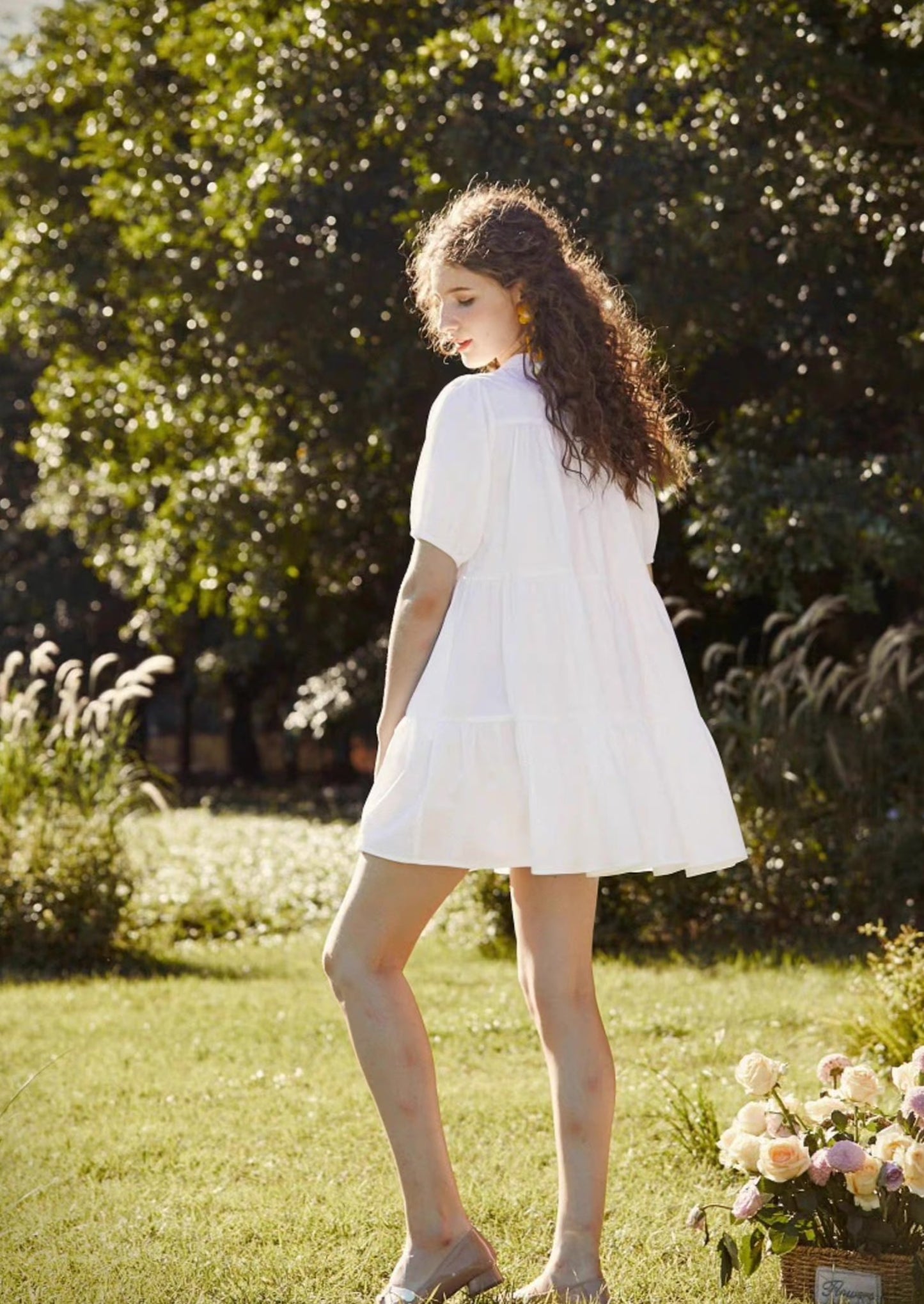 baby cat doll loose puff sleeves dress