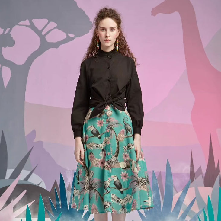 Swing Animal Puffy A-Line Umbrella Skirt