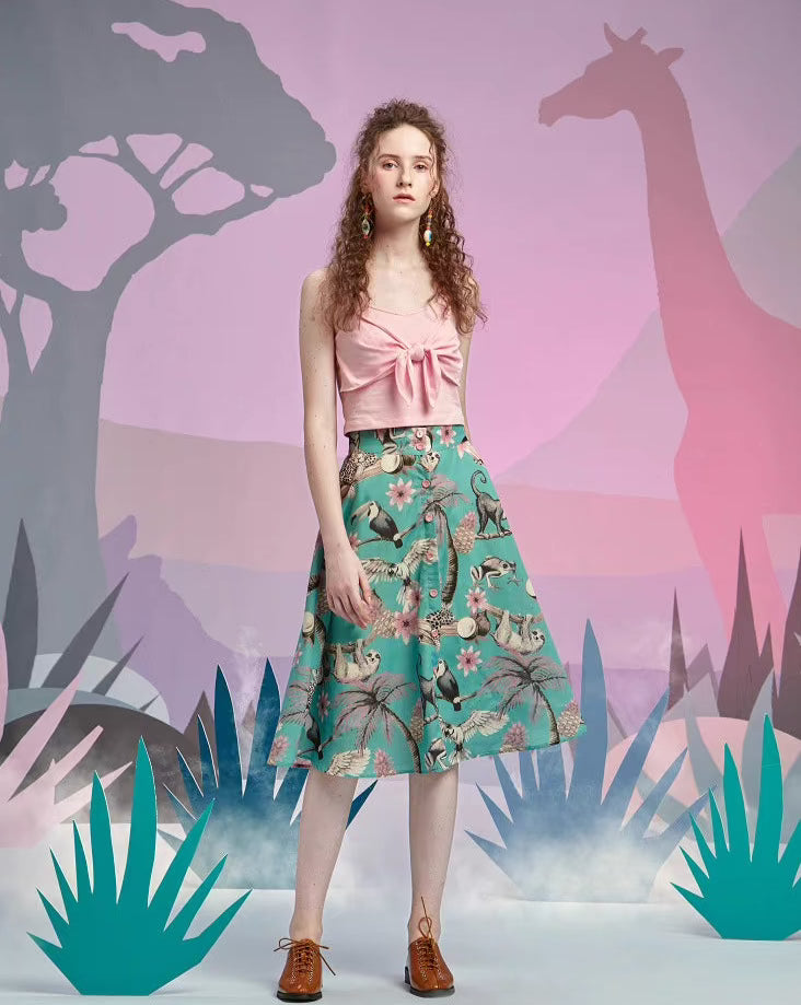 Swing Animal Puffy A-Line Umbrella Skirt