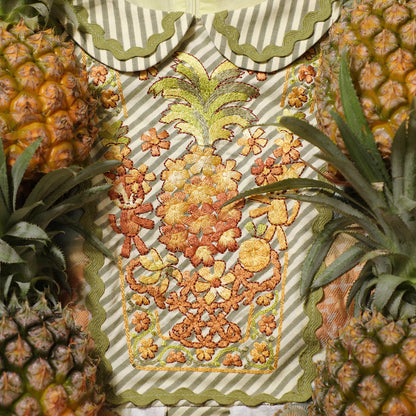 pineapple jacquard heavy embroidery babydoll dress 