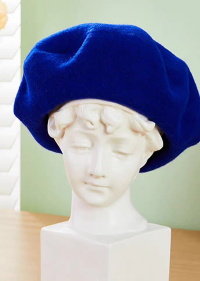 wool casual retro black beret