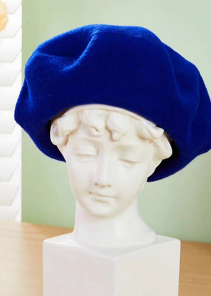 wool casual retro black beret