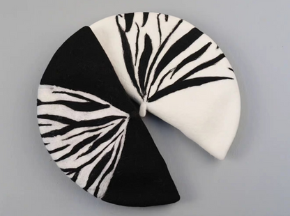 wool felt black and white zebra hat