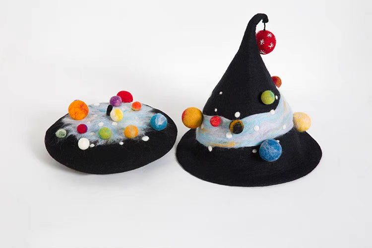 wet felt planet night sky beret