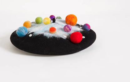 wet felt planet night sky beret