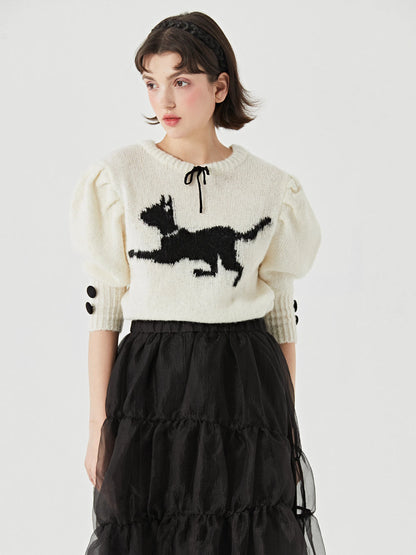 cat tie 7-quarter sleeve sweater 