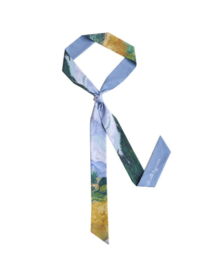 "Wheat field with cypresses" hair ribbon