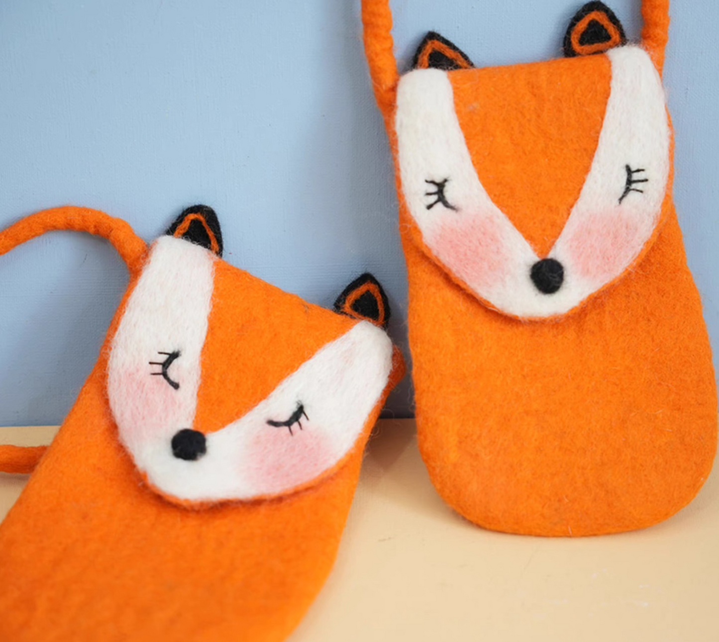 wool felt fox mobile phone bag