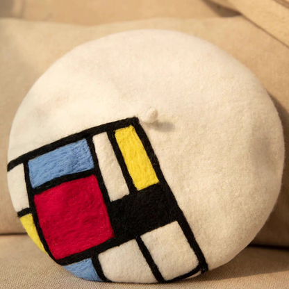 wool felt painter's Mondrian square beret