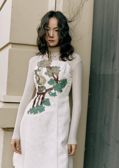 weed potted plant embroidered dress