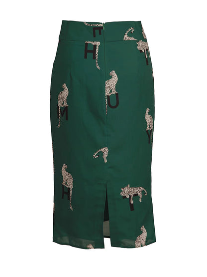leopard print high waist skirt 