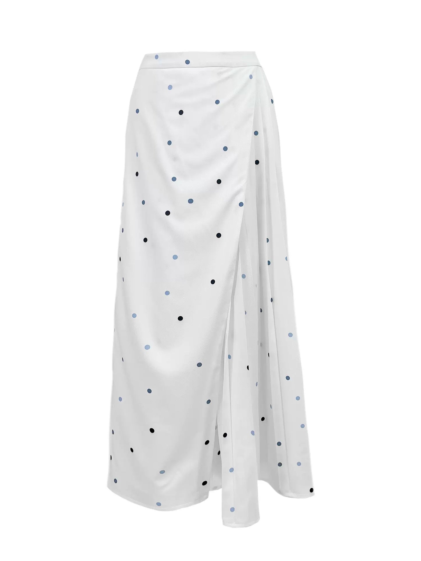 polka dot print asymmetric pleated skirt