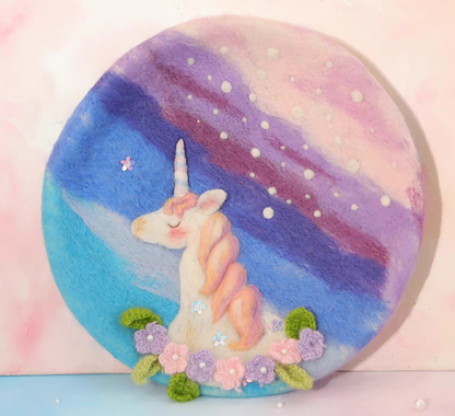 wool felt fantasy unicorn beret