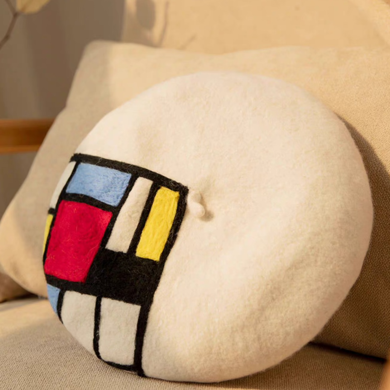 wool felt painter's Mondrian square beret