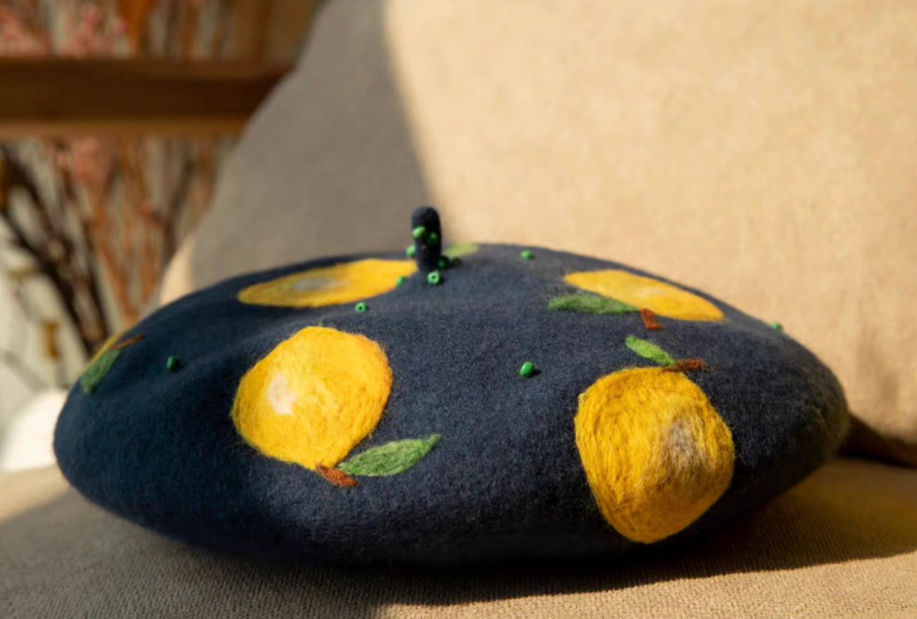 wool felt lemon original women's beret