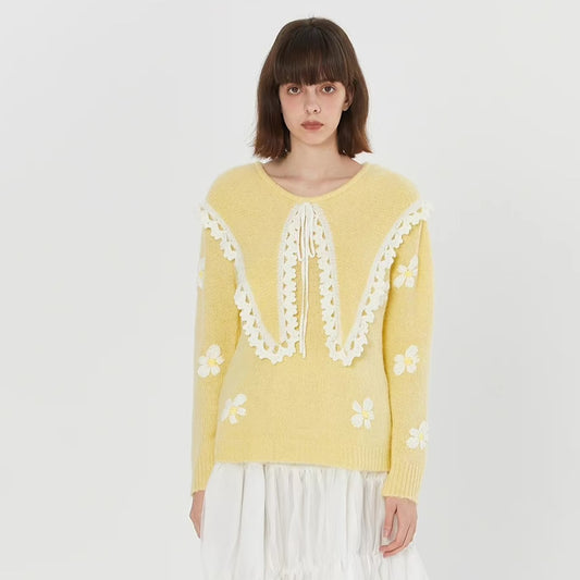 large yellow lapel sweater 