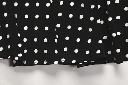 neck polka dot short sleeve dress
