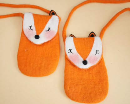 wool felt fox mobile phone bag