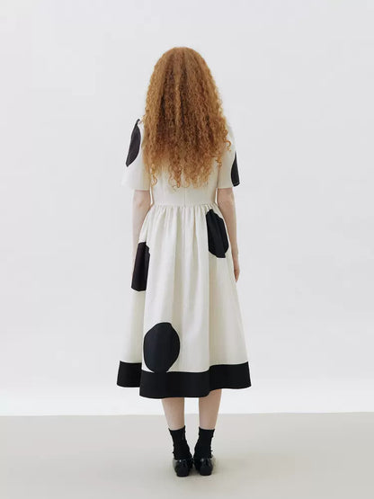 Rabbit French style contrasting print dress