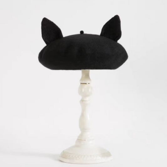 Black Sexy Little Wild Cat Ears Beret