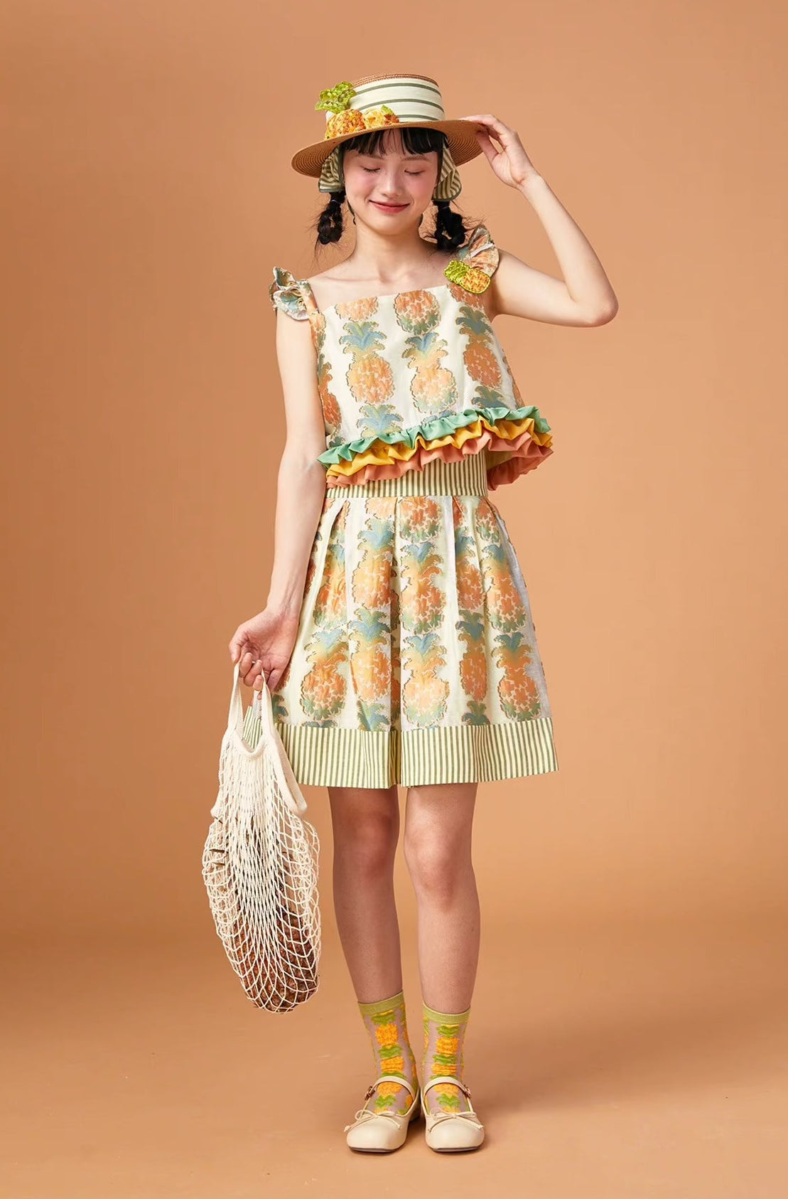 three-dimensional pineapple jacquard short skirt