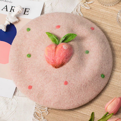 Sweet and cute apricot pink beret