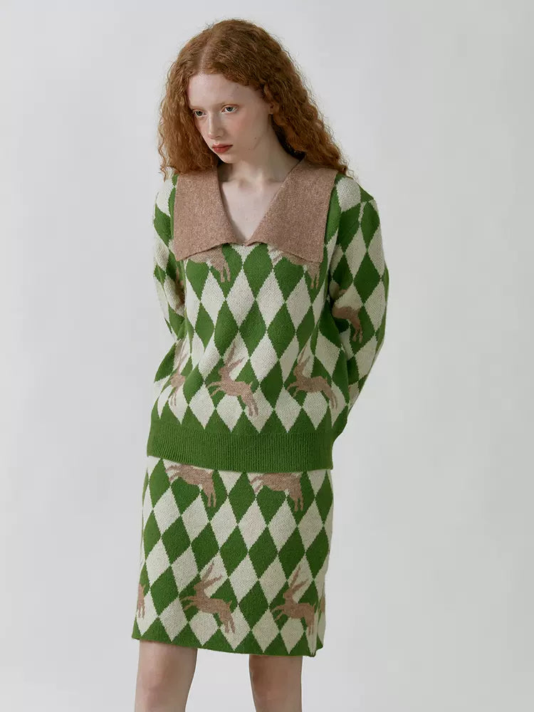 green rhombus rabbit skirt – remulia