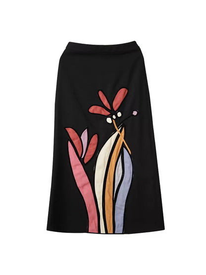 original color matching A-line mid-length skirt 
