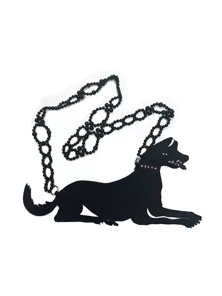 black bead chain shoulder decorative dog bag