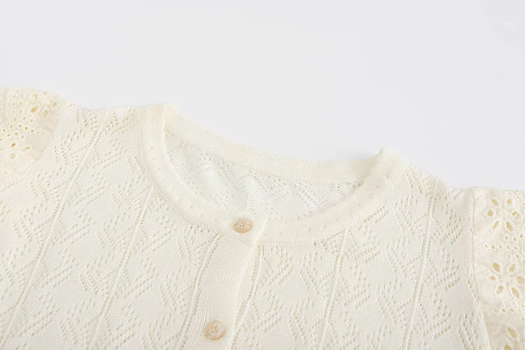 lace small flying sleeve knitted cardigan