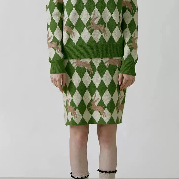 green rhombus rabbit skirt – remulia