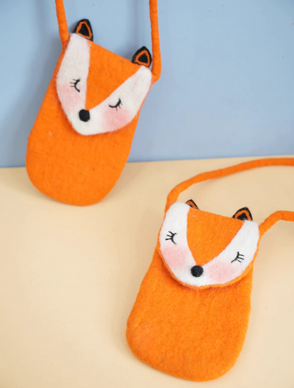 wool felt fox mobile phone bag