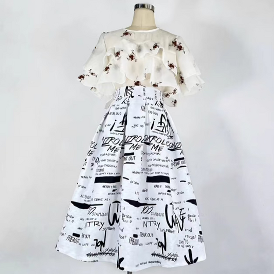 pear-shaped figure printed high-waisted skirt