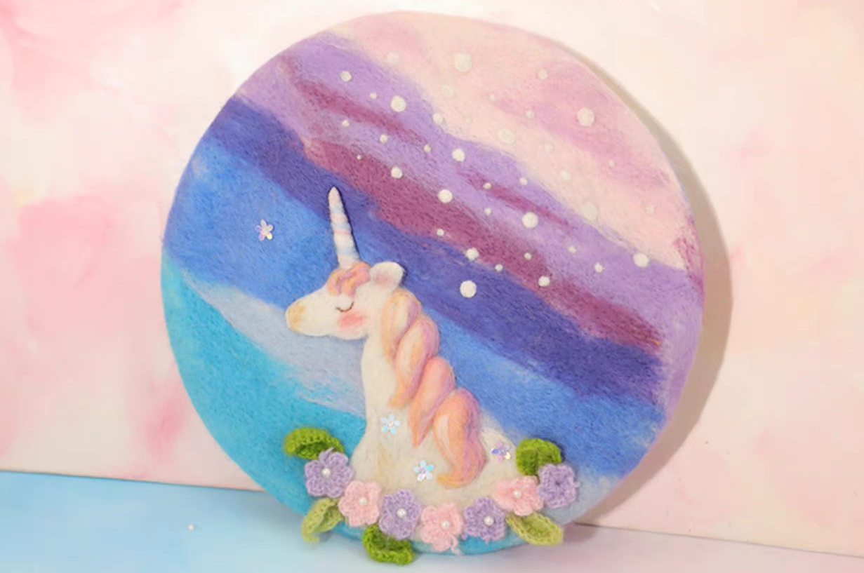 wool felt fantasy unicorn beret