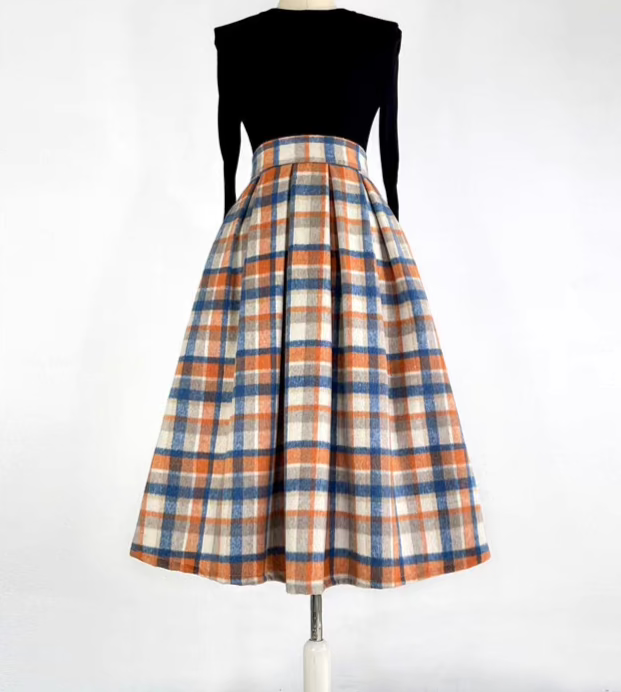 woolen high-waisted tutu skirt slimming skirt