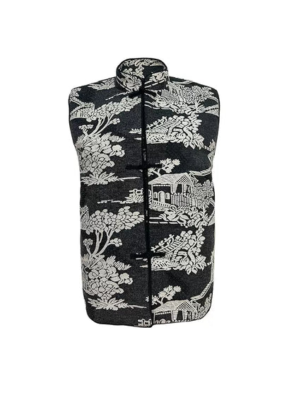 hree-dimensional jacquard placket buckle vest