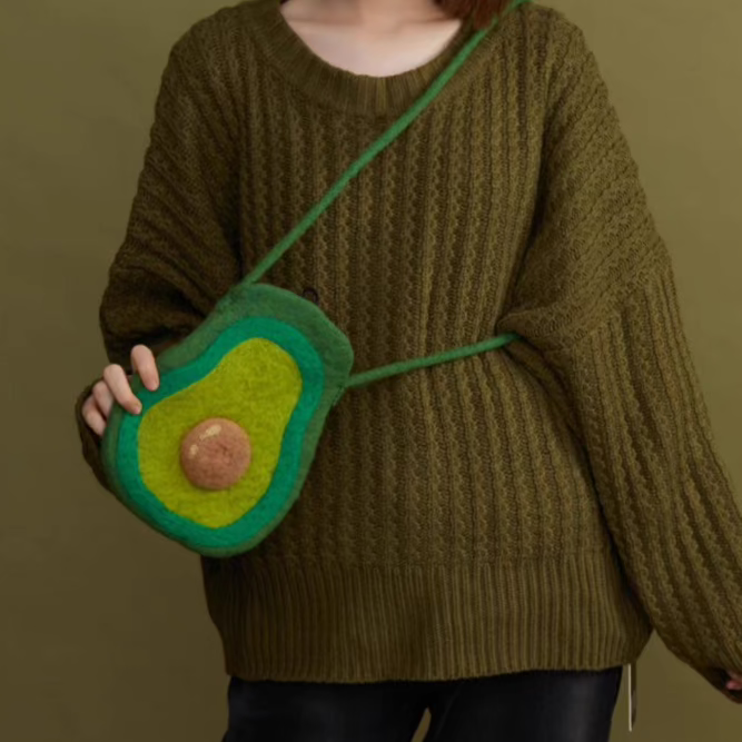 Exotic Fruit Green Avocado Shoulder Bag