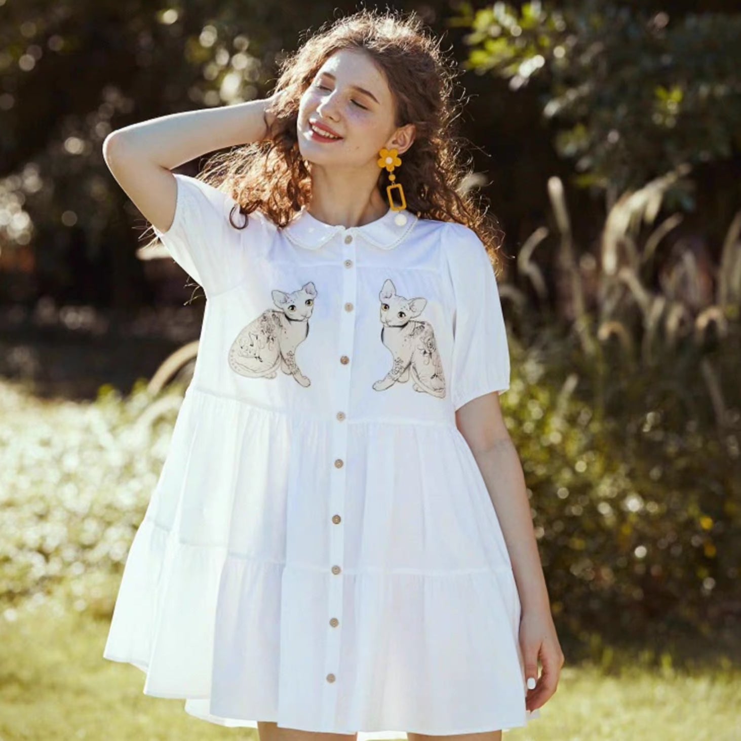 loose puff sleeve dress baby cat doll loose puff sleeves dress – remulia