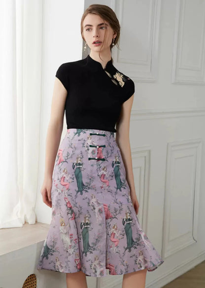 national style hip mid-length skirt