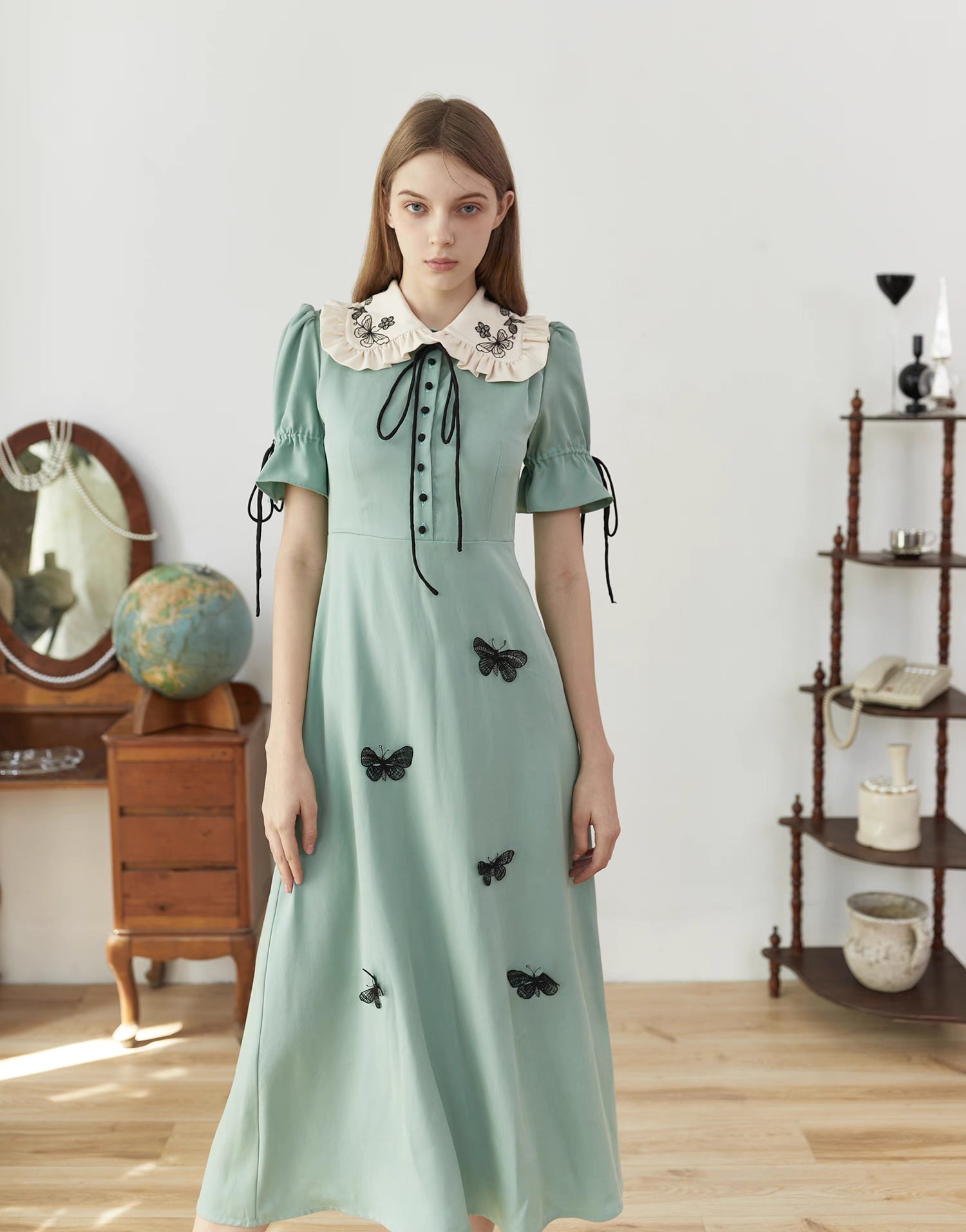 avocado green dress Retro Geometric Gradated Design Avocado Green Avocado A-Line Dress by tonymagnerart