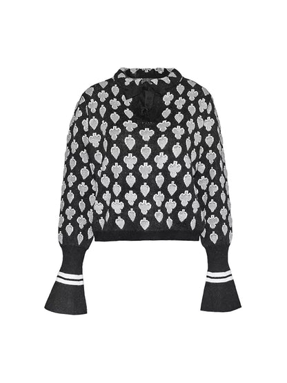 spade poker pattern short sweater 