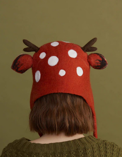 wet felt forest deer tethered spirit hat