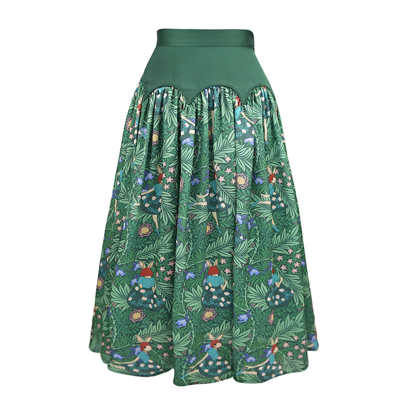 small floral large hem jacquard printed skirt
