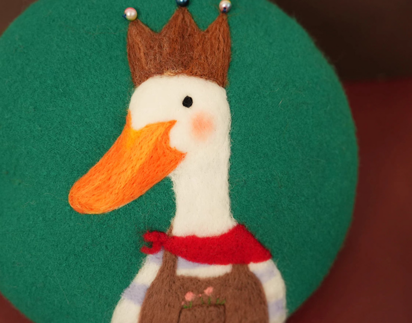 cute childlike happy duck wool felt beret